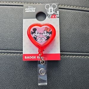 Disney Mickey Mouse Red Heart Badge Reel